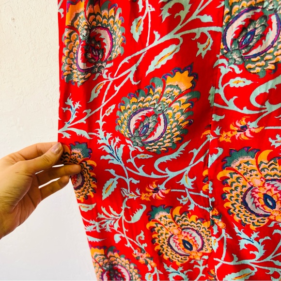 Anthropologie Red Floral Marina Sleep Jumpsuit Romper Medium - Picture 5 of 14